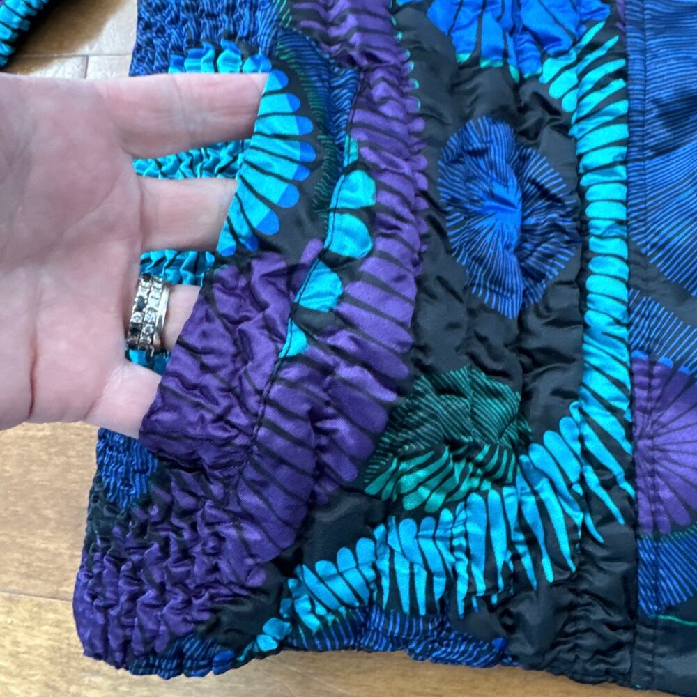 Ruby Rd 100% silk multicolored zip up jacket size… - image 8